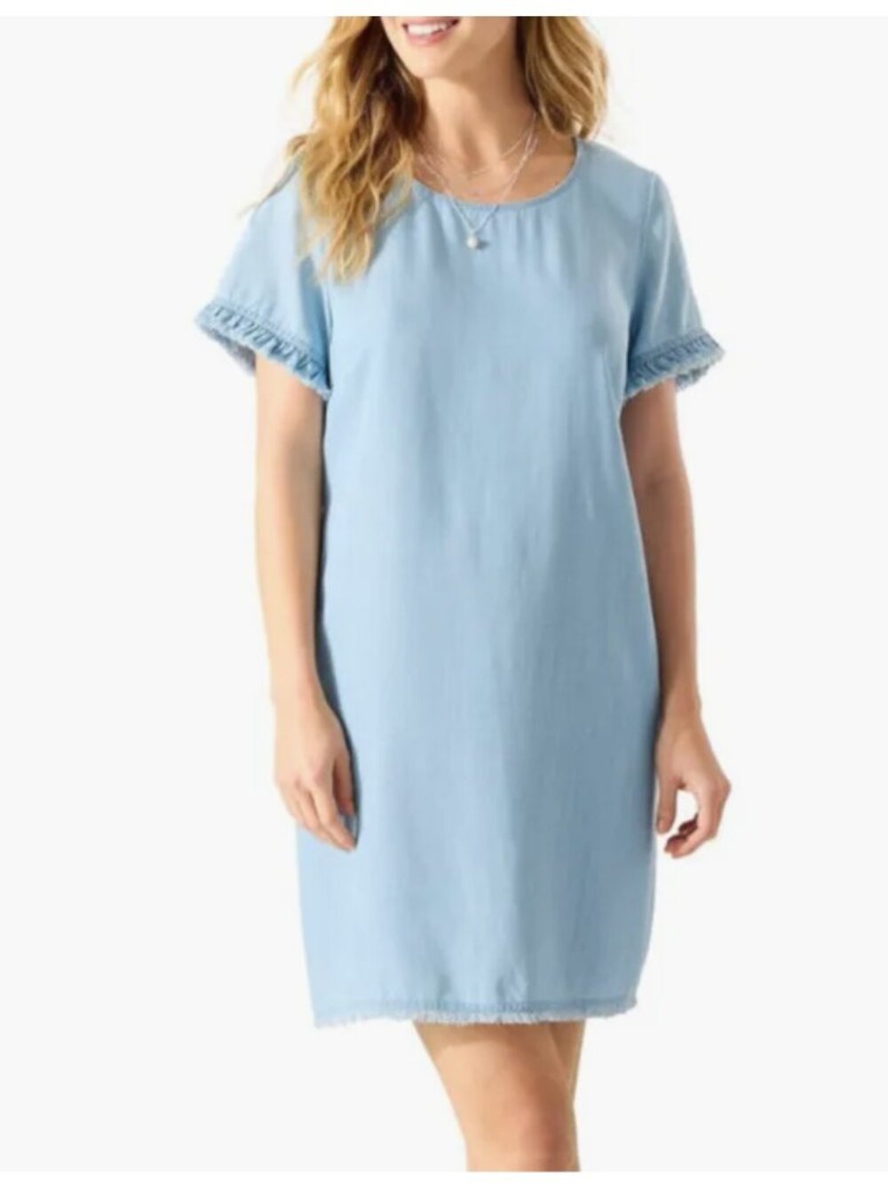Tommy Bahama Womens Chambray Shift Dress Light Denim Spring Casual Summer Flaw